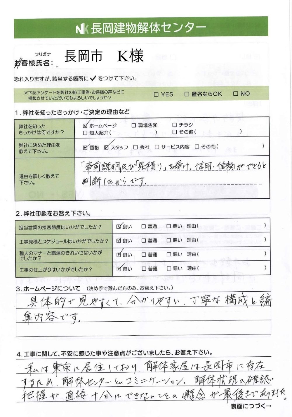 長岡市 K様 2階建て木造住宅 解体工事